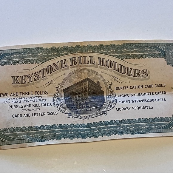 Antique Ostrich Leather Bill Holder in original box with Keystone Bill - Picture 13 of 16